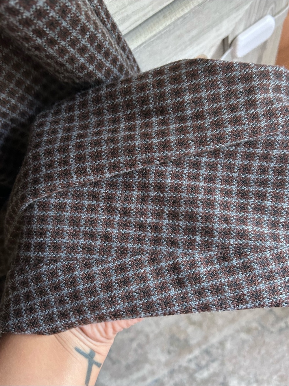 Vintage Brown Checked Straight-Leg Trousers - Picture 4 of 5
